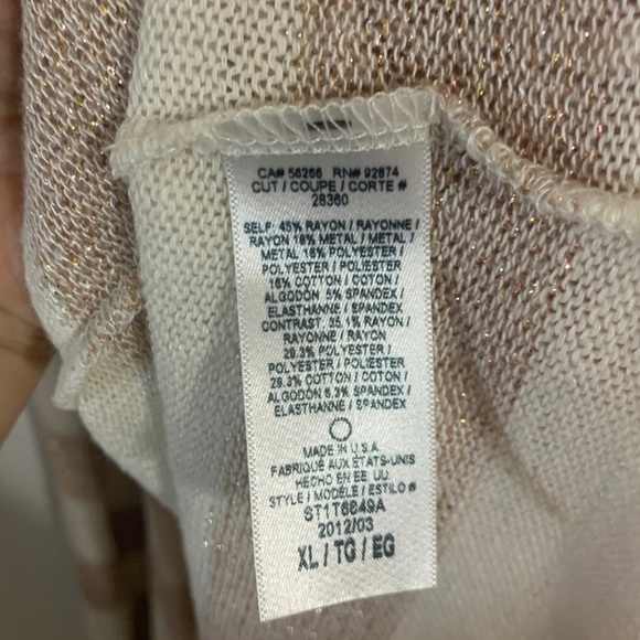 Splendid Glitter Shabby Chic Balletcore Waterfall Stripe Knit Cardigan Womens XL - Picture 4 of 6